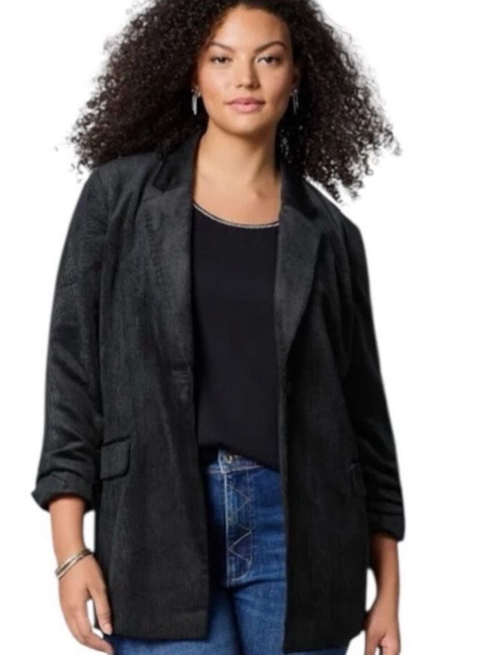 J. Jill Black Corduroy Blazer Jacket Plus Size 2X Lightweight NWT